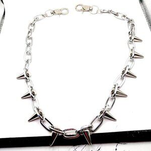 Spiked Goth Single Layer Pants or Wallet Chain 22 Inches Silver Color